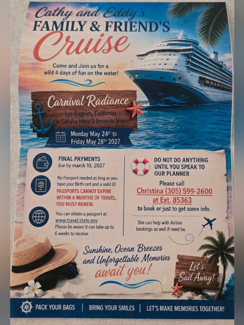 Cathy & Eddy's Family & Friends Cruise
